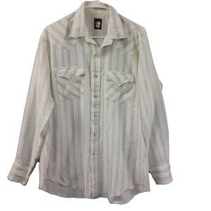 Karman Men's Shirt Size LG Western Pearl Snaps Pockets Long Sleeve Cowboy Aztec